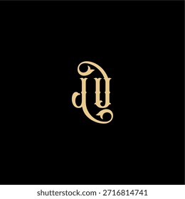 Barock-Stil Design Monogramm modernes Logo Buchstabe anfängliches königliches Konzept JU
