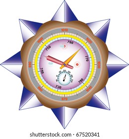 Barometer for determination of weather on isolated on a white background