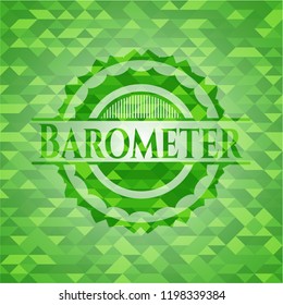 Barometer green emblem with mosaic background