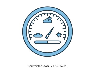 Barometer-Symbol. Symbol in Bezug auf Wetter. Geeignet für Website, App, Benutzeroberflächen, druckbare usw. Flachzeil-Symbolstil. Einfaches Vektorgrafik-Design editierbar