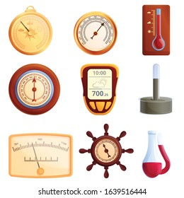 Barometer icons set. Cartoon set of barometer vector icons for web design