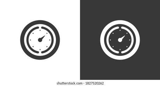 Barómetro. Icono aislado sobre fondo blanco y negro. Ilustración de vectores meteorológicos