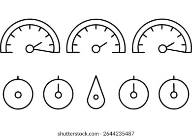 barometer line art representation of classic meteorological measurement instrument.eps