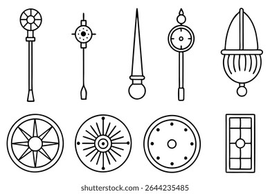 barometer line art sketch showcasing antique weather forecasting device.eps