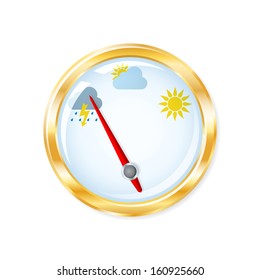 Barometer measuring indicates rainy weather. Vector illustration.