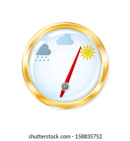 Barometer measuring indicates sunny weather. Vector illustration.