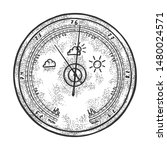 Barometer sketch engraving vector illustration. Scratch board style imitation. Black and white hand drawn image.