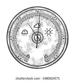 Barometer sketch engraving vector illustration. Scratch board style imitation. Black and white hand drawn image.