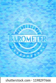 Barometer sky blue emblem with triangle mosaic background