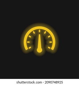 Barometer yellow glowing neon icon