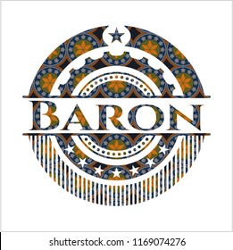 Baron arabic emblem. Arabesque decoration.