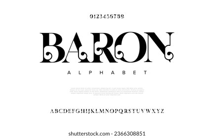 Baron kreative moderne urbane Schriftart. Digitaler abstrakter Moslem, futuristisch, Mode, Sport, minimale Technologie Typografie. Einfache numerische Vektorgrafik