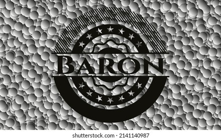 Emblema oscuro del barón con fondo de burbujas grises. Retro. Ilustración vectorial. Detallado. 