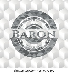 Baron grey badge with geometric cube white background