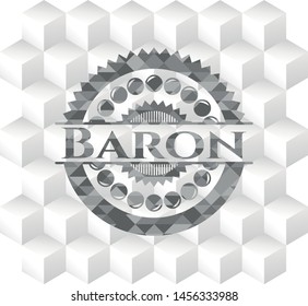 Baron grey emblem. Vintage with geometric cube white background