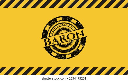 Señal de advertencia interior del Barón, emblema negro grunge. Ilustración vectorial. Detallado.