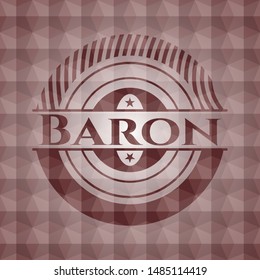 Baron red emblem with geometric pattern background. Seamless.