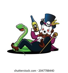 baron saturday roll on the flor with green snake vector illustration design