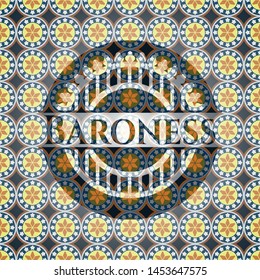 Baroness arabic emblem background. Arabesque decoration.