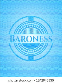 Baroness light blue water badge background.