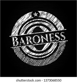 Baroness on chalkboard