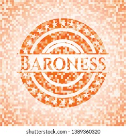 Baroness orange mosaic emblem with background