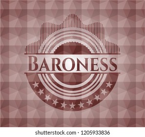 Baroness red seamless geometric emblem.