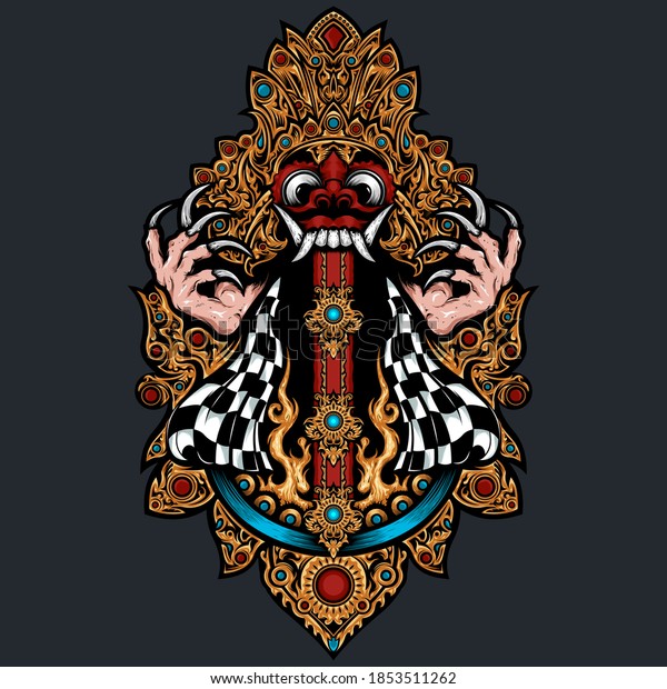 Barong Bali Mask Illustration Logo Design Stock Vector (Royalty Free ...