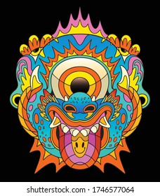 Barong Bali Mask. Vector art
