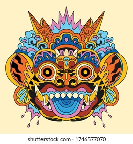Barong Bali Mask. Vector art