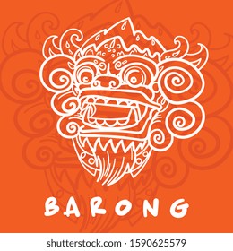 Barong bali mask. Vector style illustration.