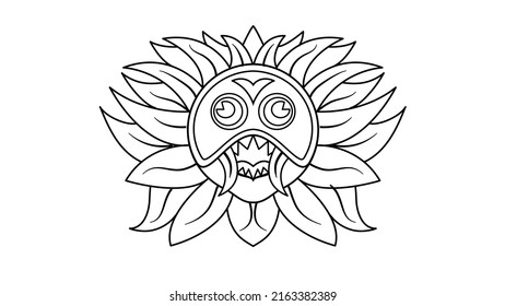 Barong Balinese, Culture, Bali Indonesia, Barong Mask, Indonesian Culture, Ethnic, Traditional Dancer, Balinese Culture. Outline Drawing.