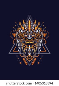 barong balinese face sacred geometry