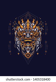 barong balinese face sacred geometry