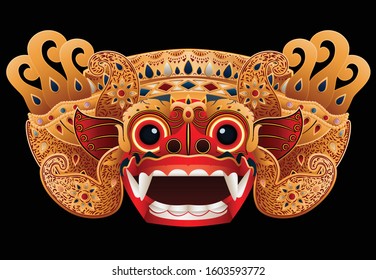 Barong balinese god mask. Graphic vector