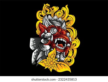 Barong Balinese mask illustration vector