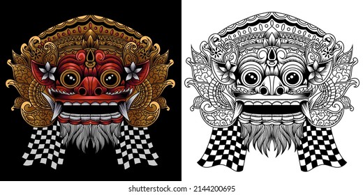 Barong balinese mask vector illustration