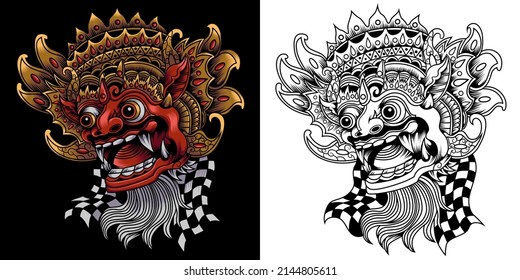 barong balinese mask vector illustration