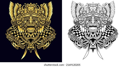 Barong balinese mask vector illustration