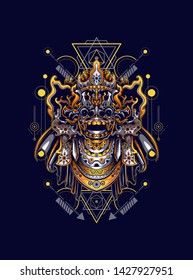 Barong Culture mask form Balinese with sacred geometry pattern
