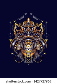 Barong Culture mask form Balinese with sacred geometry pattern