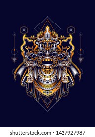 Barong Culture mask form Balinese with sacred geometry pattern