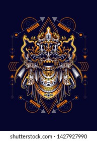 Barong Culture mask form Balinese with sacred geometry pattern