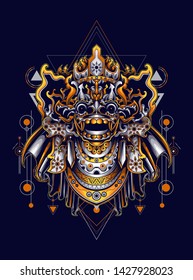 Barong Culture mask form Balinese with sacred geometry pattern