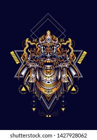 Barong Culture mask form Balinese with sacred geometry pattern