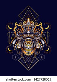 Barong Culture mask form Balinese with sacred geometry pattern