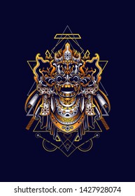 Barong Culture mask form Balinese with sacred geometry pattern