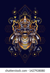 Barong Culture mask form Balinese with sacred geometry pattern