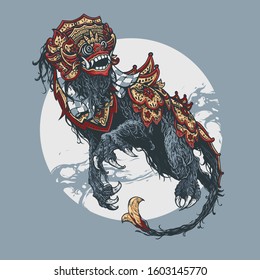 Barong Dance Bali Vector Illustration