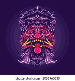 barong face balinese culture artwork 
